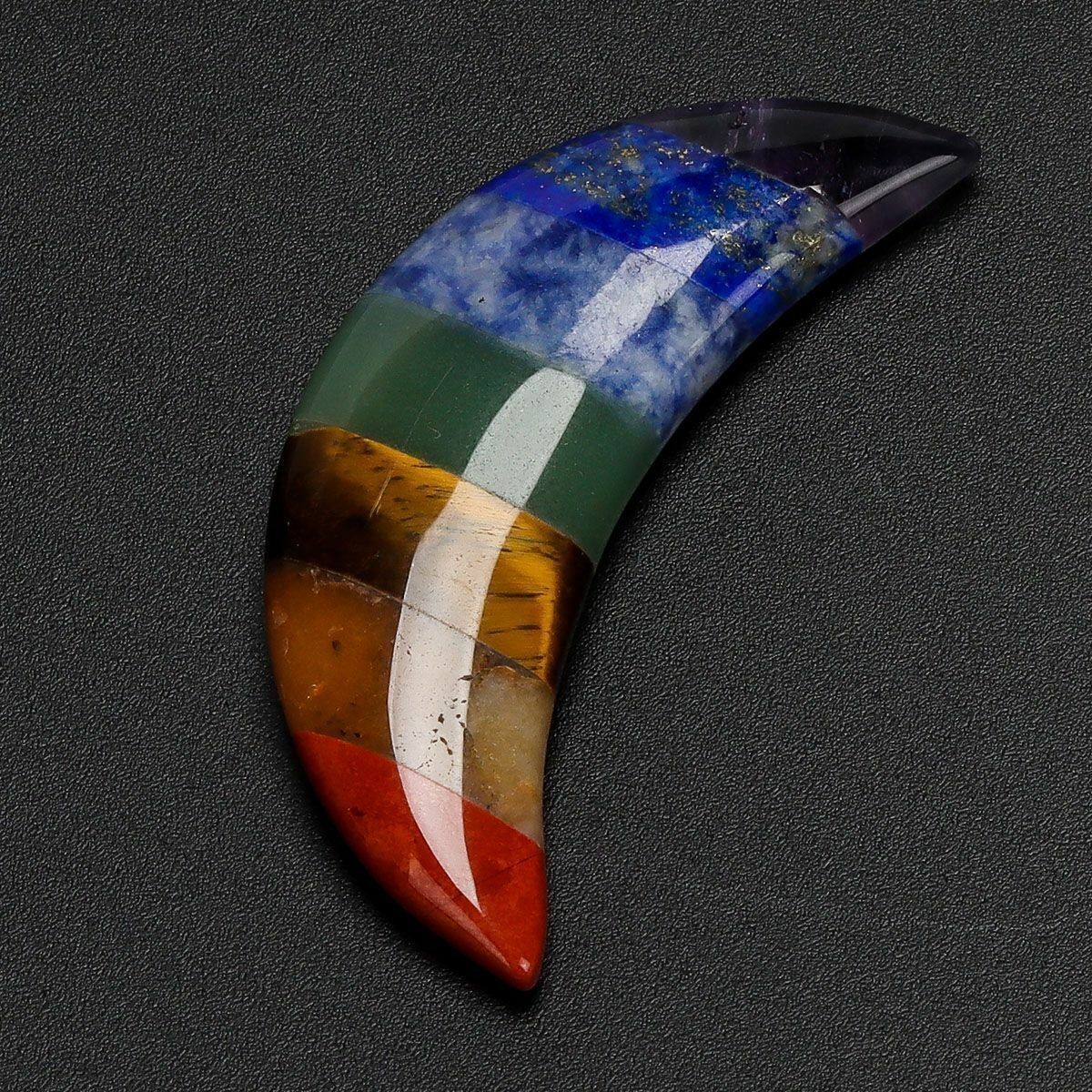 New Natural 7 Chakra Stone Quartz Moon Shape Worry Stone Healing Energy Reiki