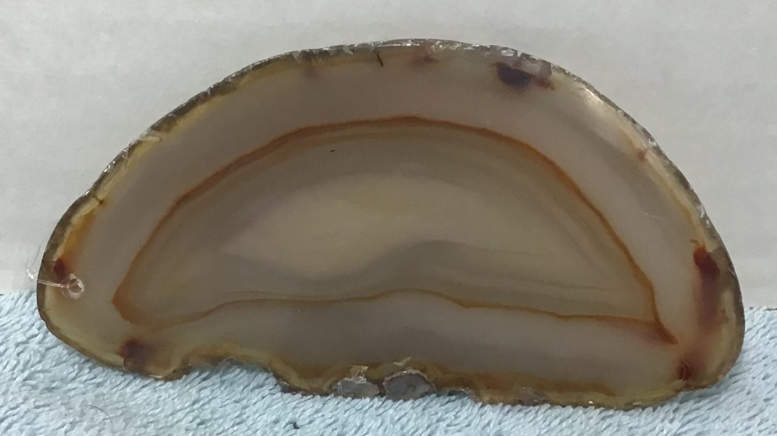 Brazilian Agate Slice Gemstone Opaque With Pink Orange Yellow Tan