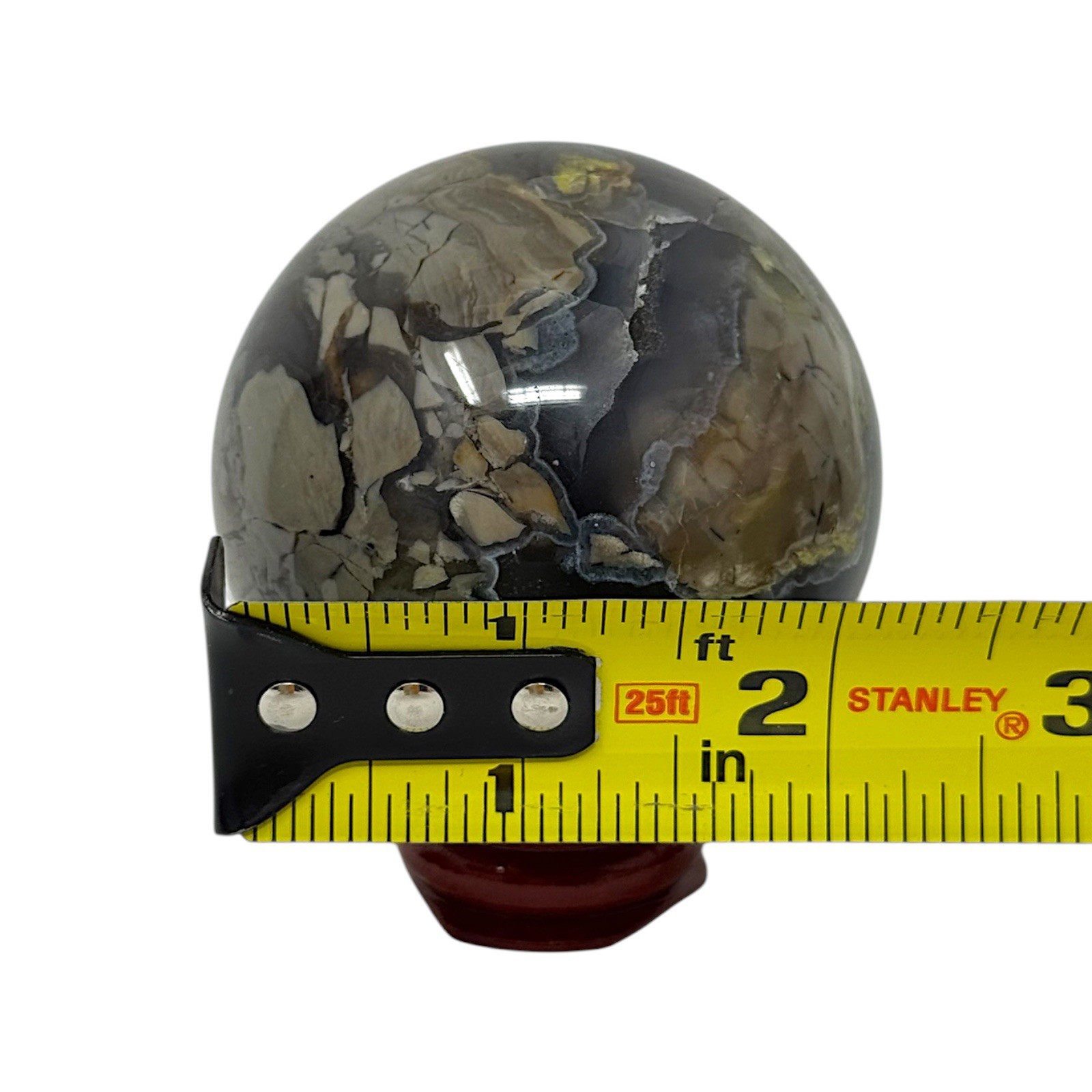 300g Volcano Agate Stone Sphere Crystal Ball Natural UV Reactive Gemstone