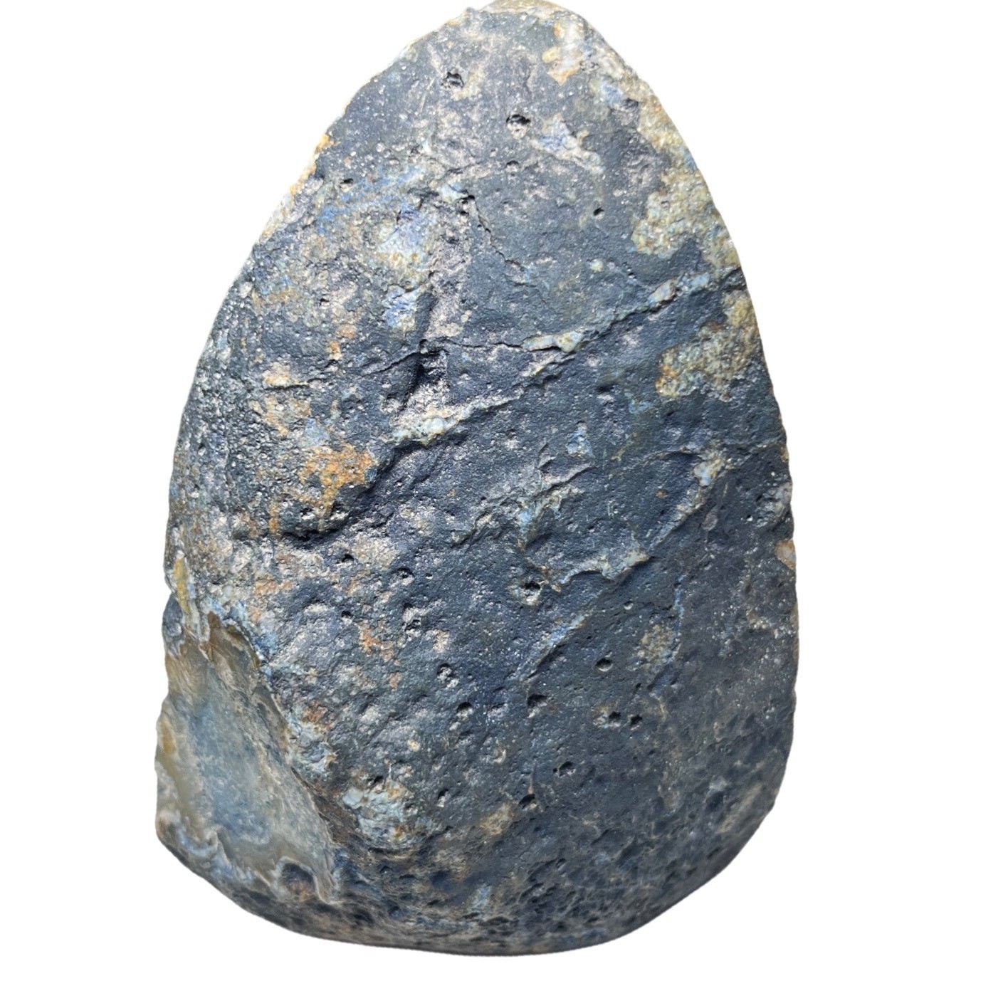 Modern Blue Agate Geode Bookend Half Polished Druzy Quartz Decor 5in 3lb