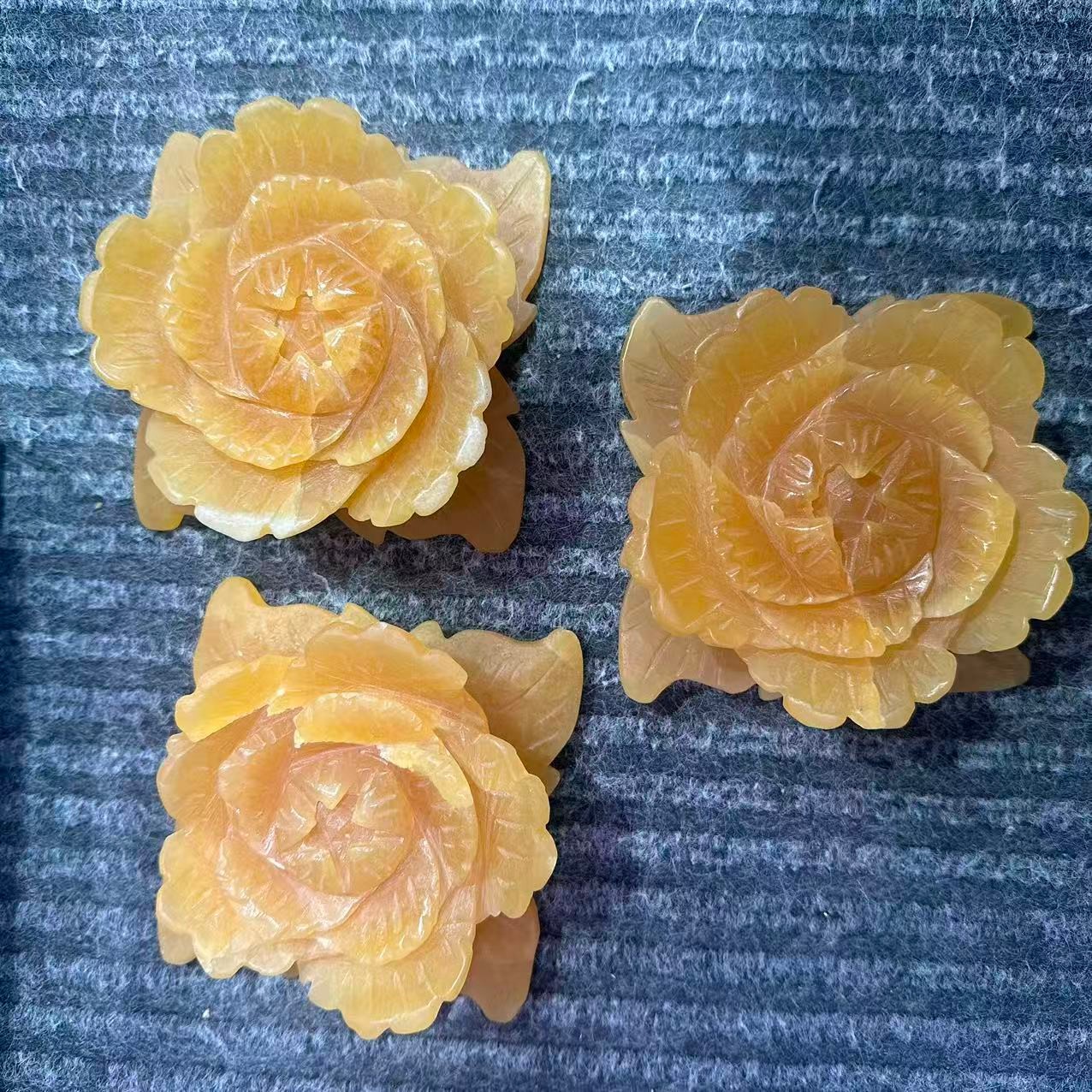1pc Natural Yellow Calcite Quartz Carved Crystal Flower Skull Reiki Decor Gift