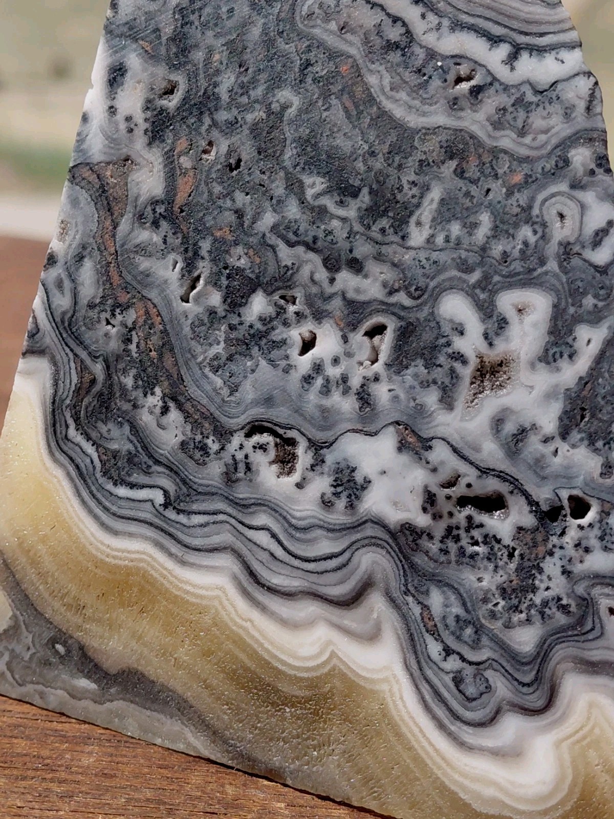 Zebra Calcite Polished Pyramid Dendrite Translucent Bands 3 1/4″x3 1/4″×2 1/2″