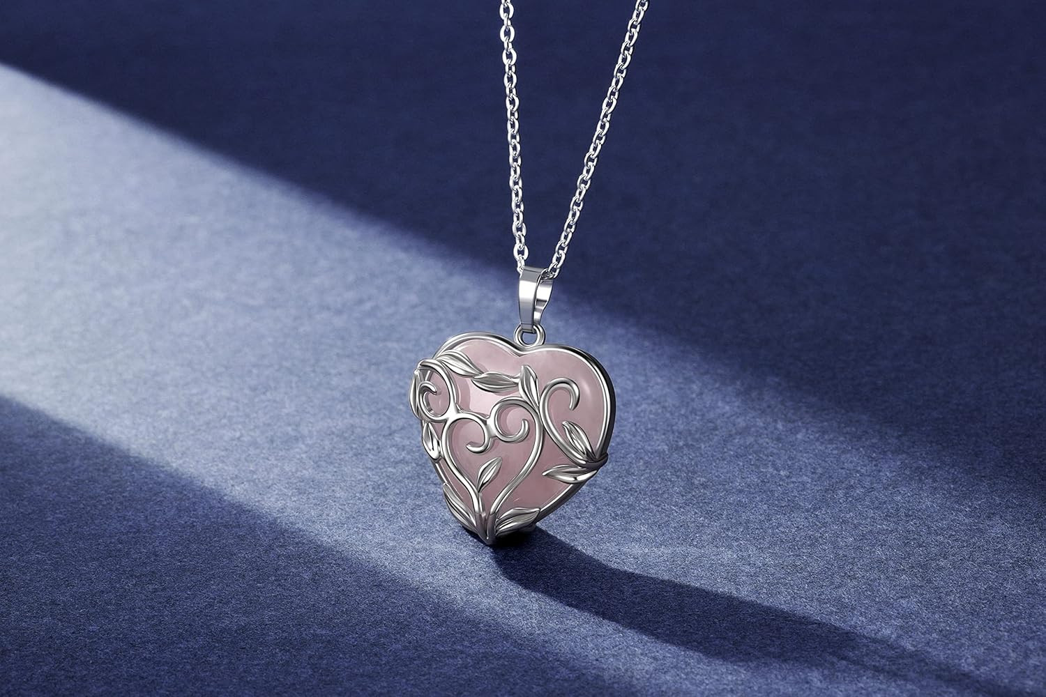 Natural Crystal Heart Necklace Wire Wrapped Reiki Healing Women Gift Box 4 Types
