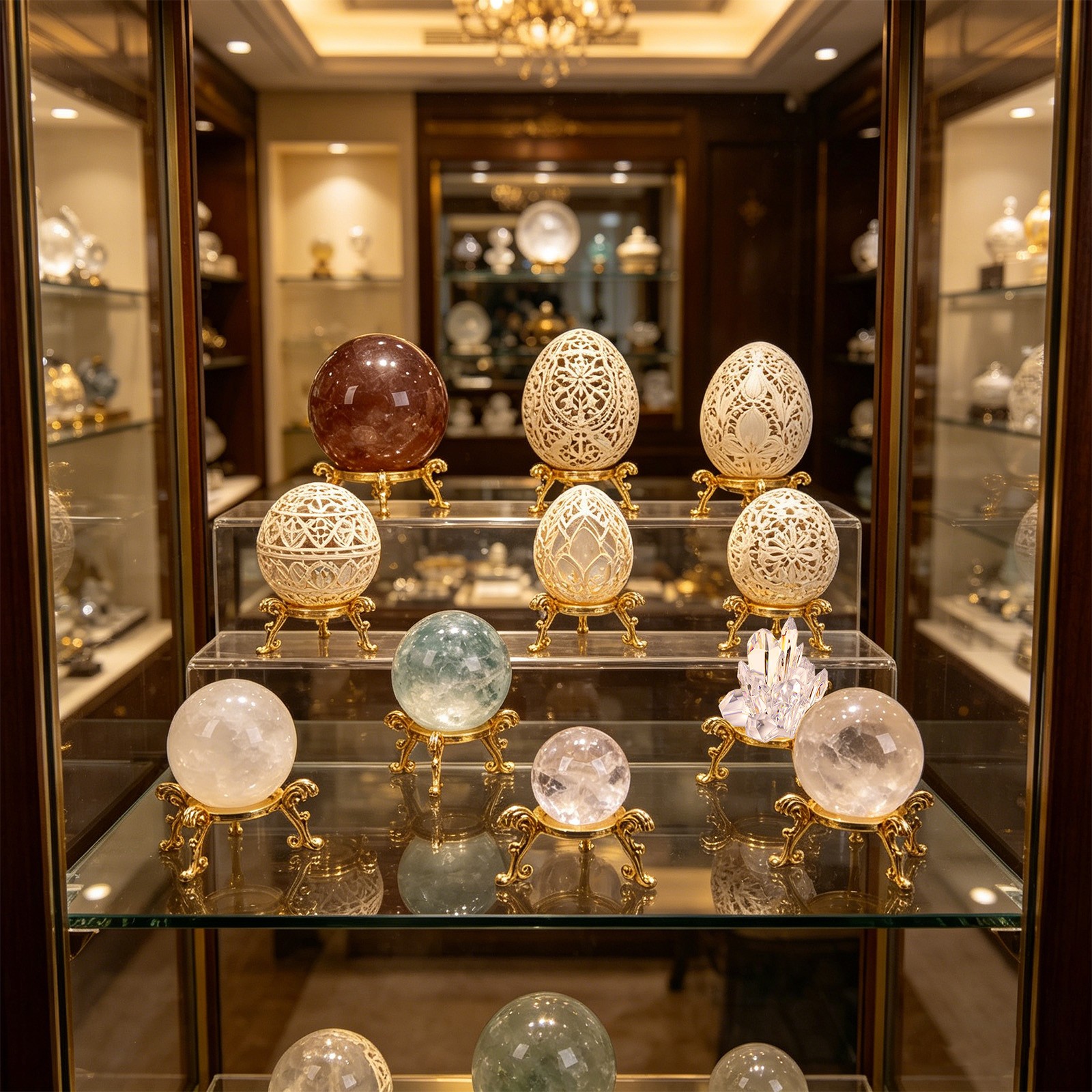 10Pcs Gold Crystal Ball Display Stands for Spheres Eggs Minerals Gemstone Holder