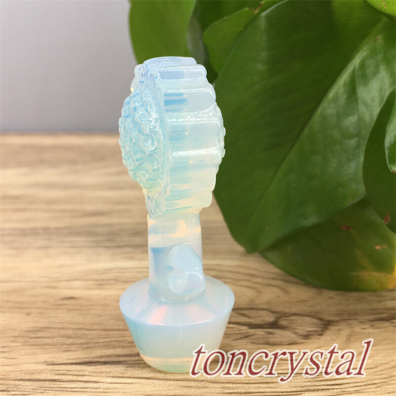 2″+ Opalite Sunflower Carved Quartz Crystal Flower Skull Reiki Healing 1pc