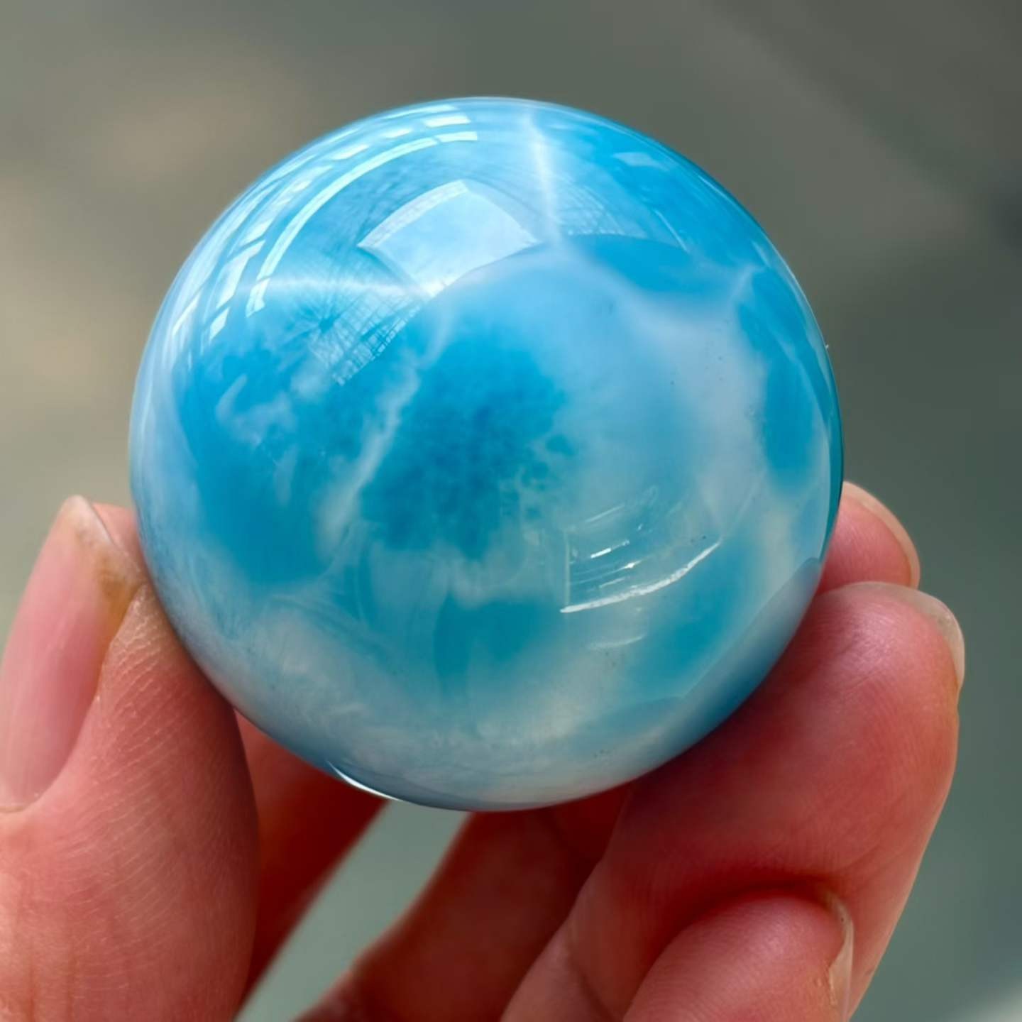 36mm Natural Larimar Gemstone sphere quartz polished ball Reiki energy