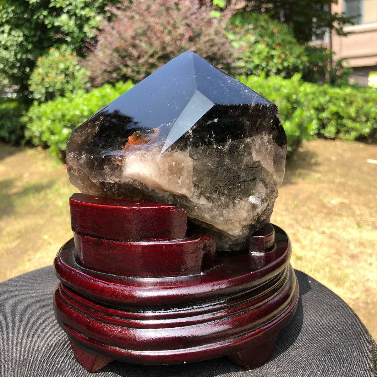 5.25LB Natural Dark tea quartz Crystal Specimen Reiki Mineral Add bracket 1816