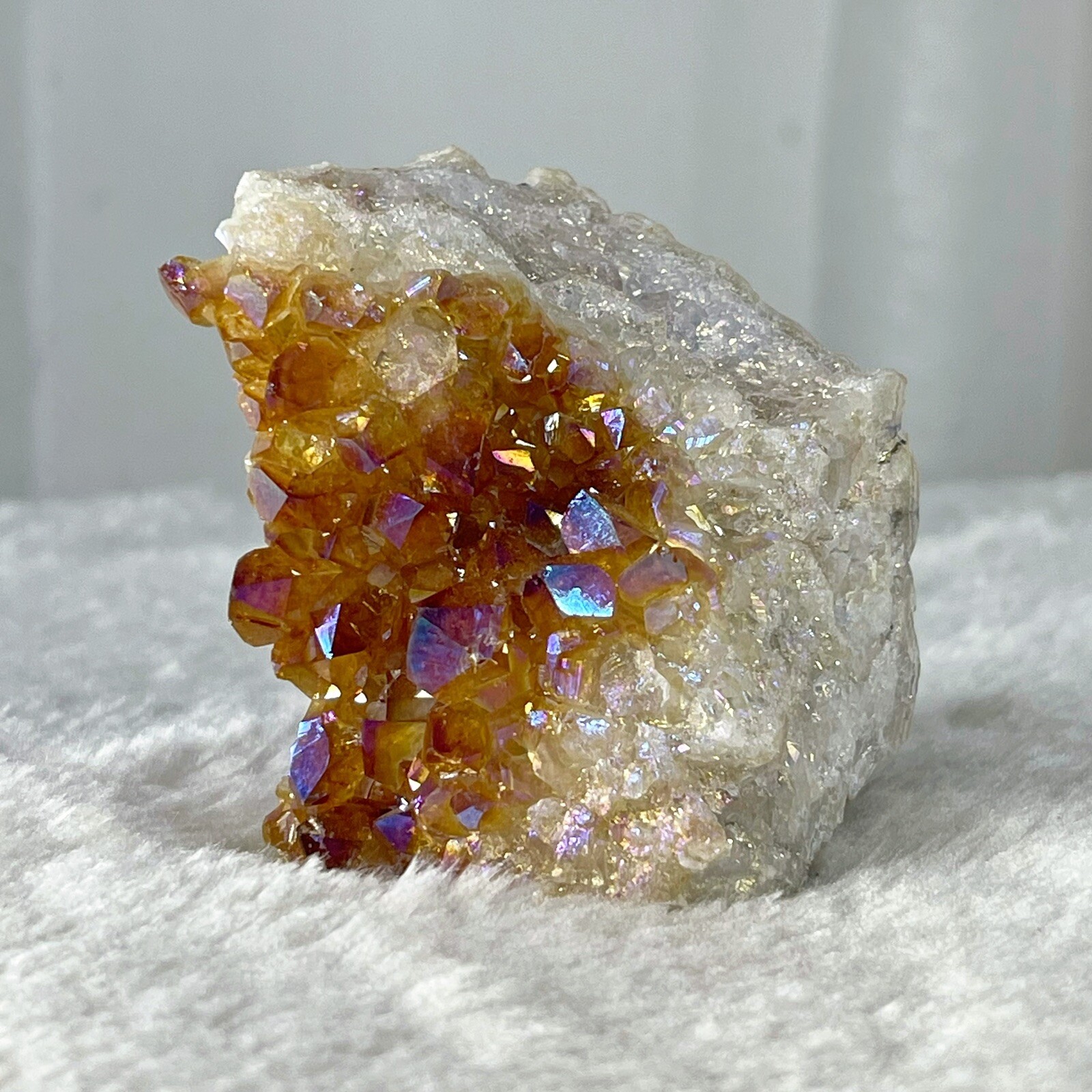 334g Aura Citrine Cluster Rare Mineral Specimen Titanium Coated Stone
