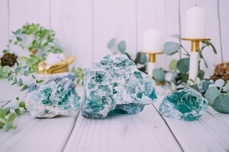 GIANT Green Fluorite Stones Large Raw Healing Crystals Natural Lapidary Rocks