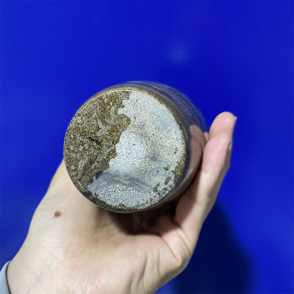3.3LB 6.1″ Natural Picture Jasper Vase Ornament Quartz Crystal Carving Decor