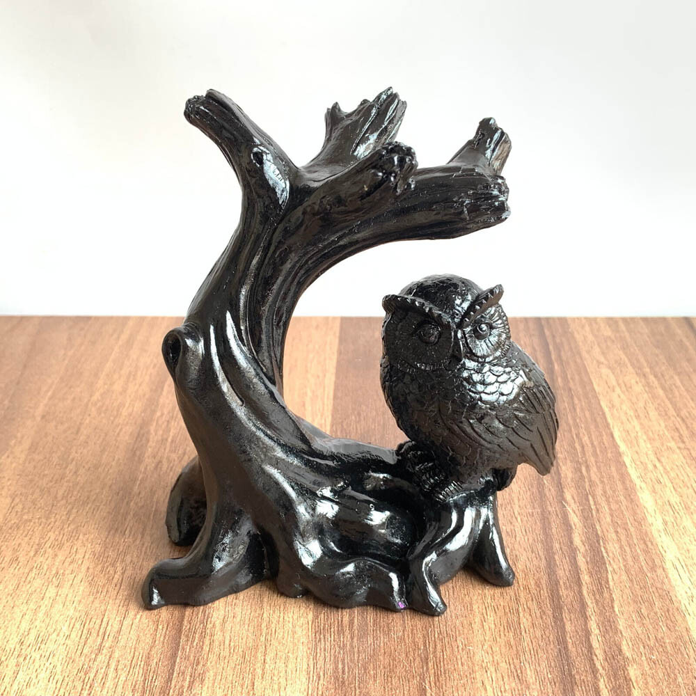 Owl Resin Sphere Holder Stand Base Natural Crystal Ball Hand Decoration Gift USA