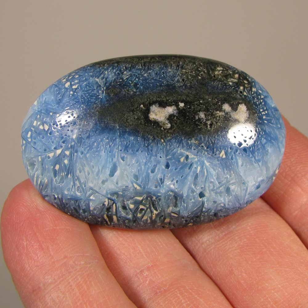 2″ Blue Ice GLACIERITE Polished Palm Stone – Indonesia