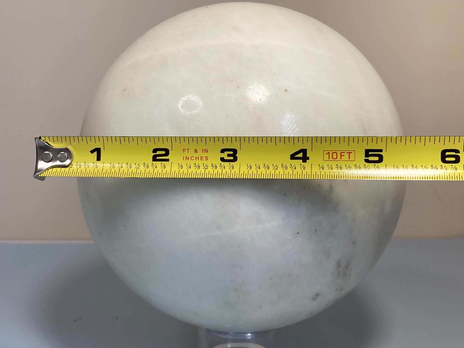 White Marble Polished Sphere over 5 inch over 11 lb from Brazil