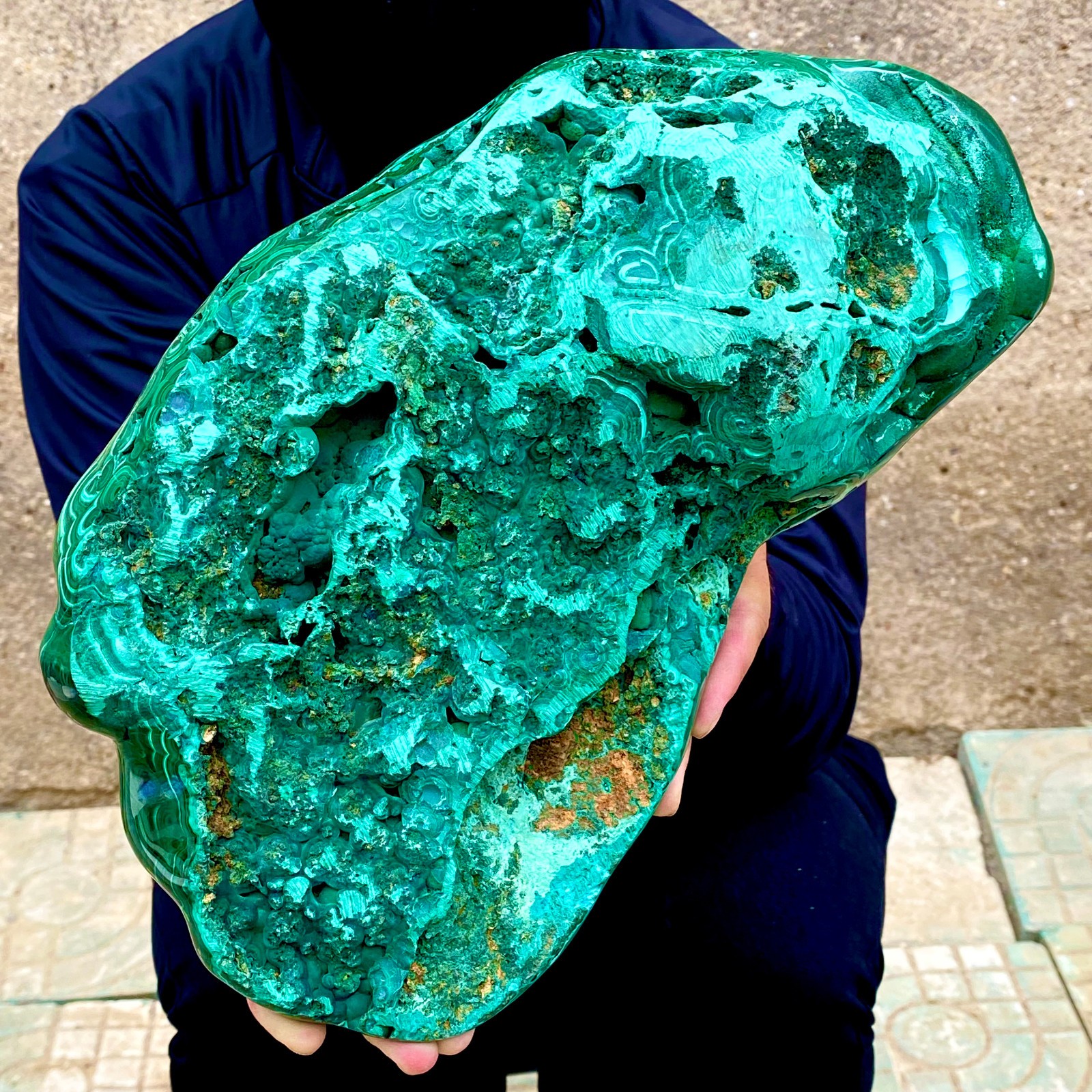 15.7LB Natural glossy Malachite transparent cluster rough mineral sample