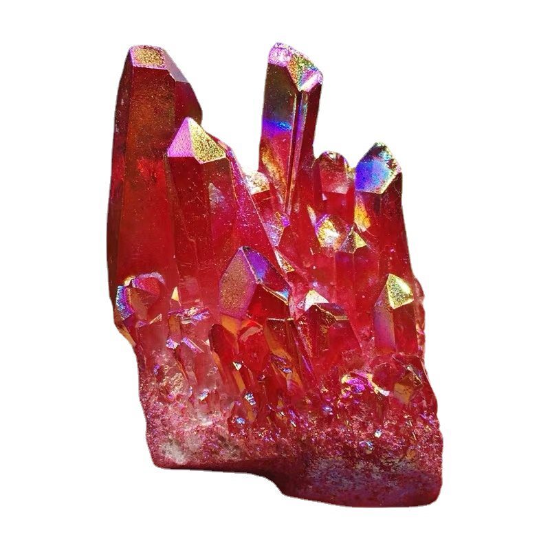 100g Natural Aura Red Titanium Quartz Crystal Cluster VUG Specimen Healing Reiki