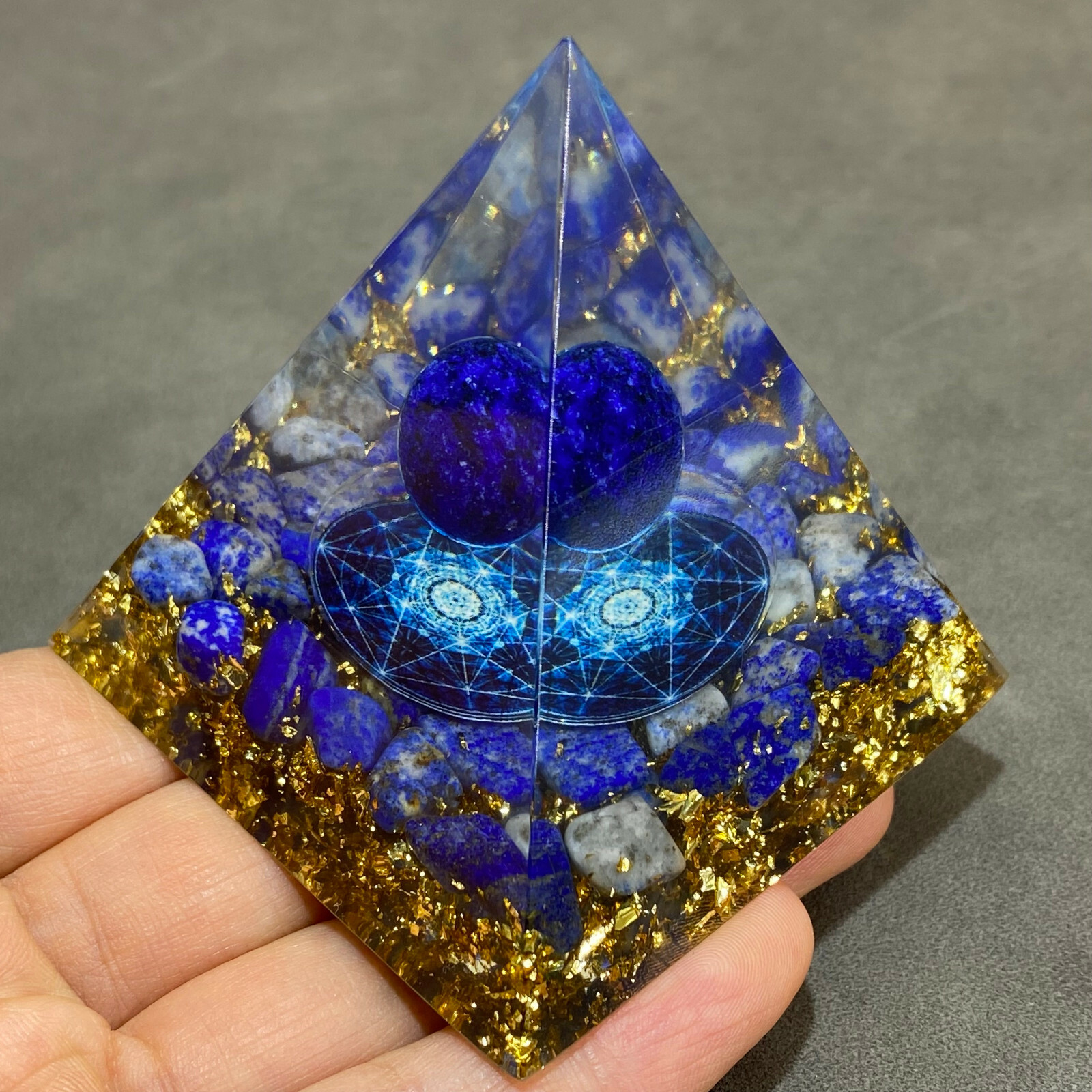lapis lazuli Crystal Sphere Orgonite Pyramid Chakra Energy Orgone Stone 1PC