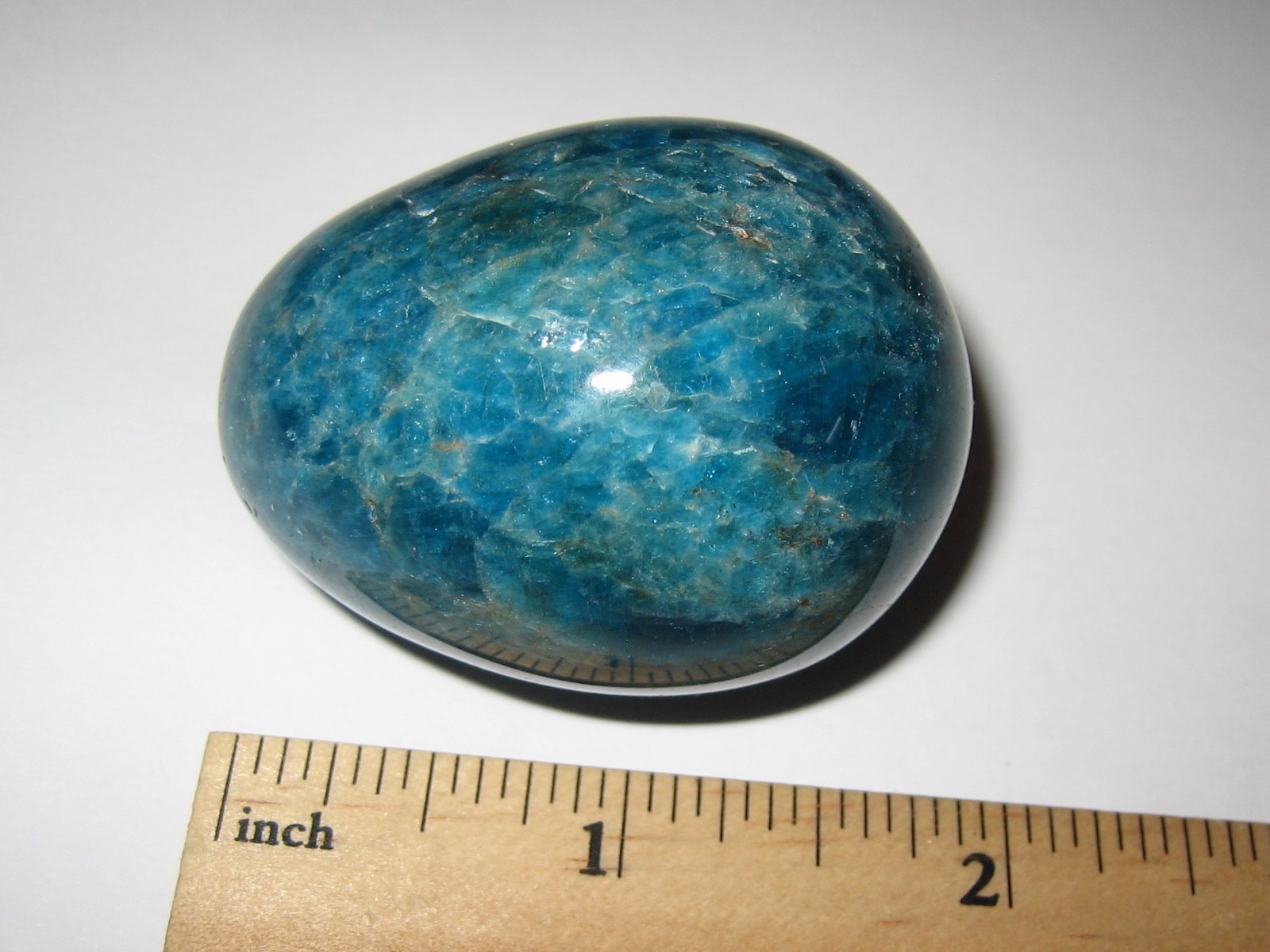 2″ BEAUTIFUL POLISHED NATURAL RICH BLUE APATITE CRYSTAL STONE EGG 112.4grams *1