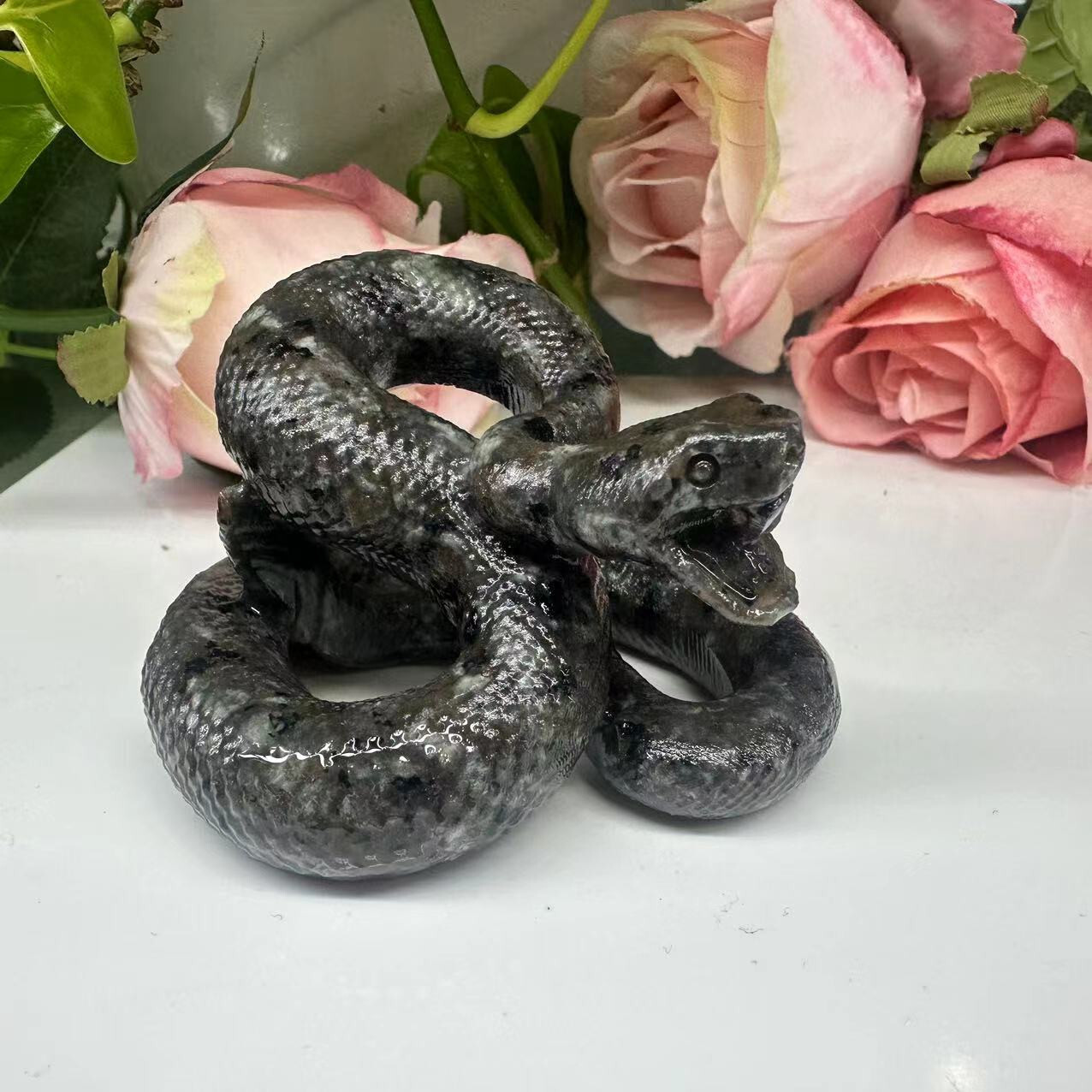 1pc Natural Yooperlite Quartz hand carved snake Crystal reiki healing decor gift