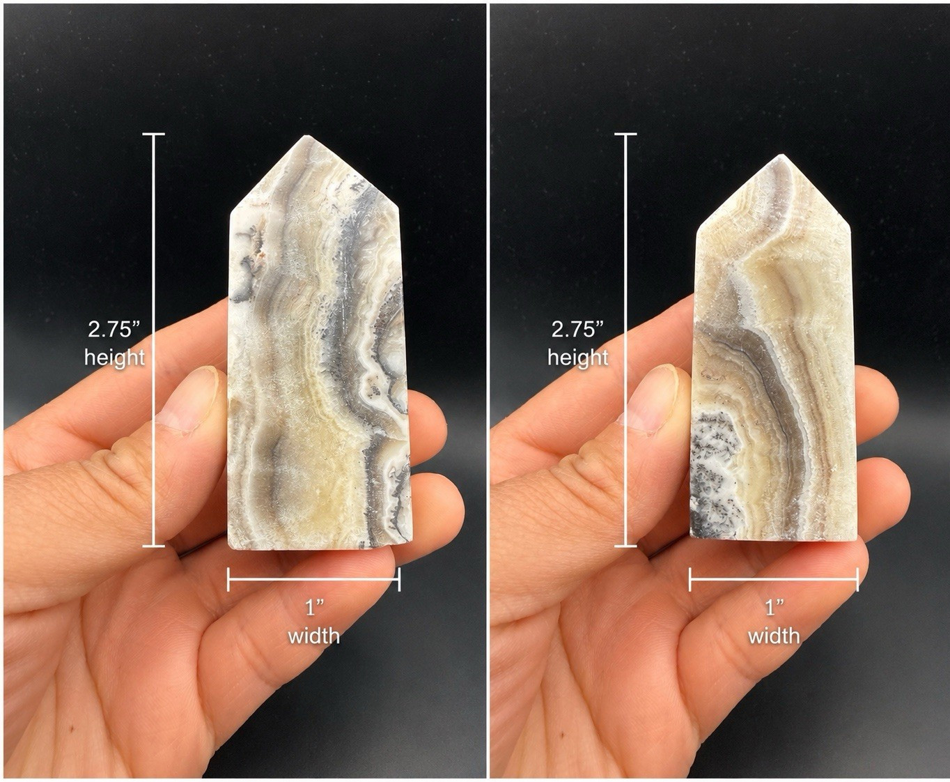 Zebra Calcite Crystal Tower Point Display Specimen 2.75in