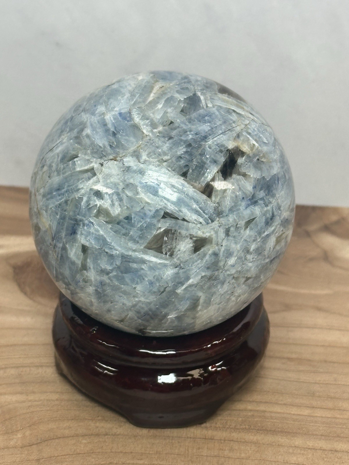Blue Flashy Kyanite Quartz Crystal Sphere 468 Grams 63.2 mm. No Stand