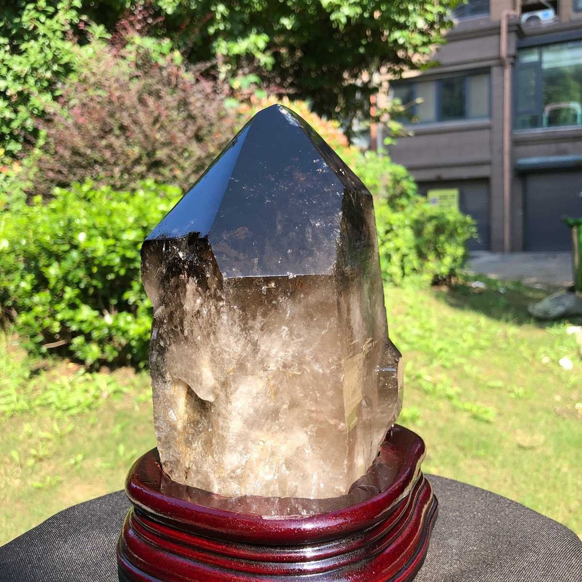 6.29LB Natural Dark tea quartz Crystal Specimen Reiki Mineral Add bracket 2526