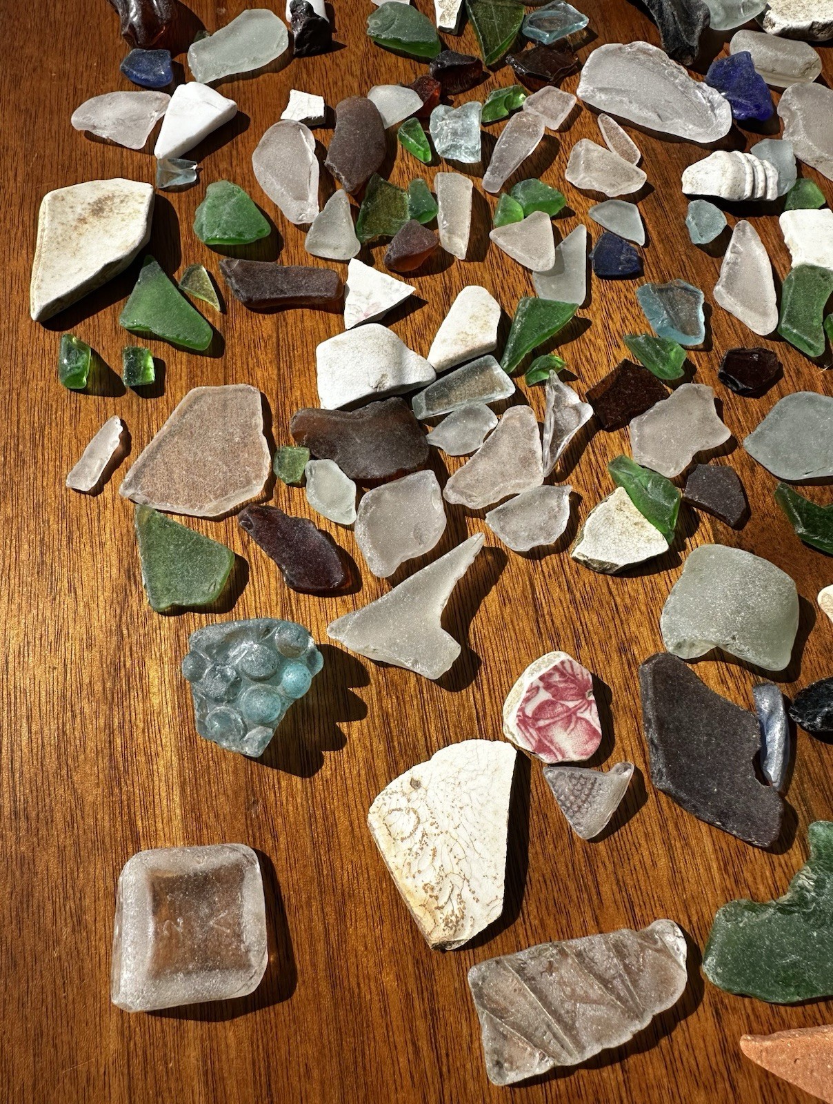 1 Plus Pounds of Natural Pa. River Glass- Green, Brown, Clear, White & Others