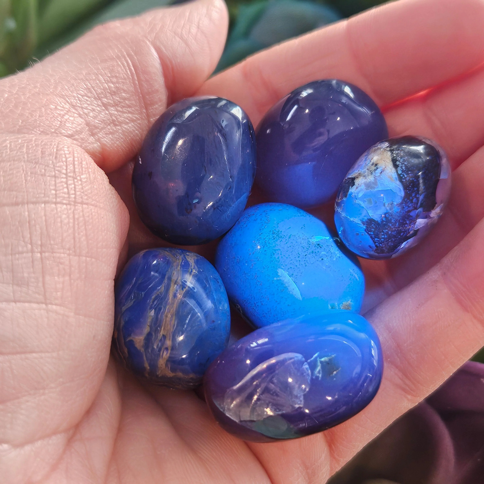 Blue Amber Specimen, Polished Amber from Indonesia