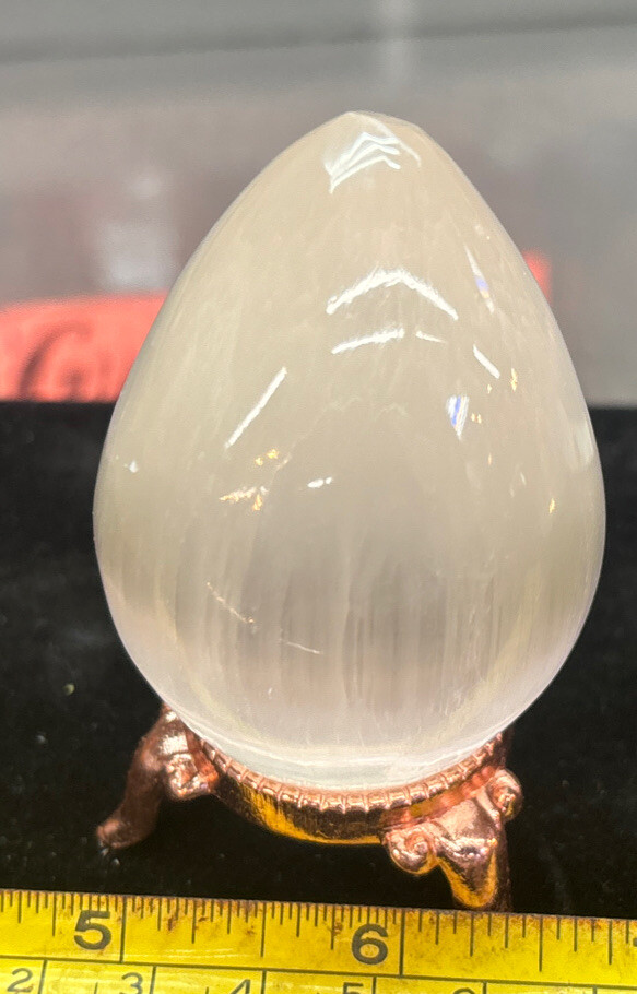 Selenite Polished 3″ Egg with Stand
