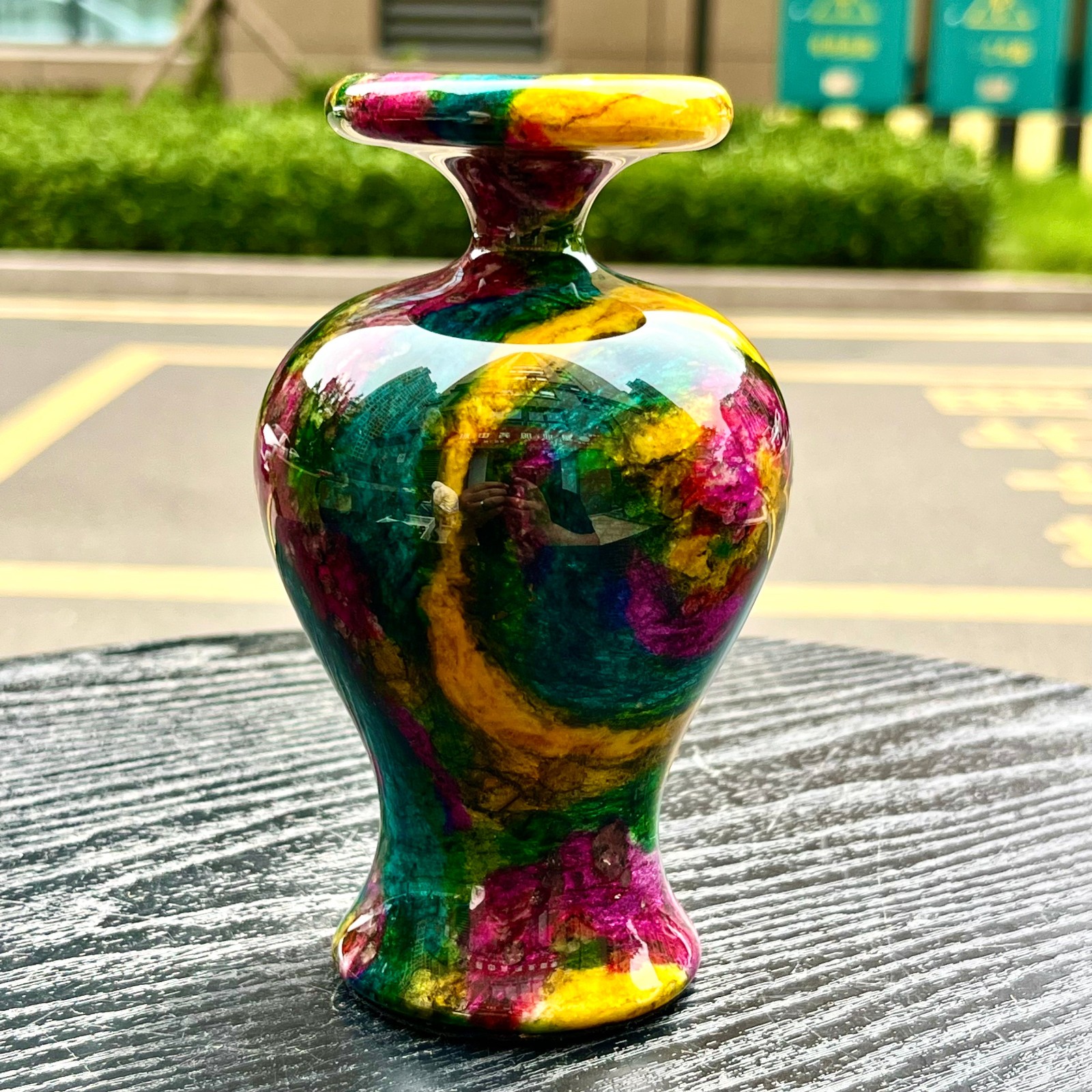 1.91LB Natural “Seven Colors Jade” vase specimen -Taiwan China