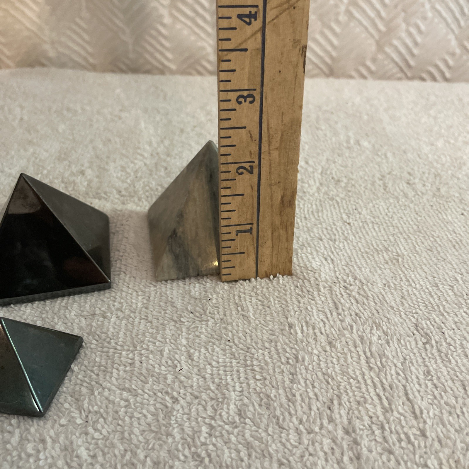 Polished Lot Of 5 Stone Pyramid Paperweight Egyptian Egypt mystic library travel