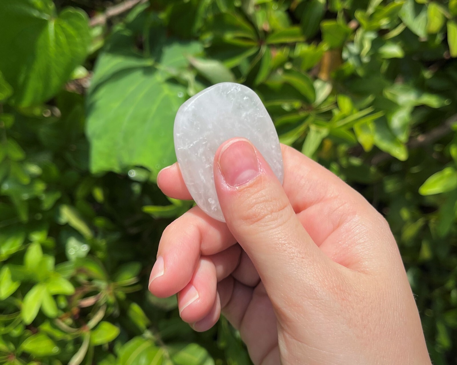 Clear Quartz Pocket Palm Stone MEDIUM (Smooth Polished Clear Quartz Worry Stone)