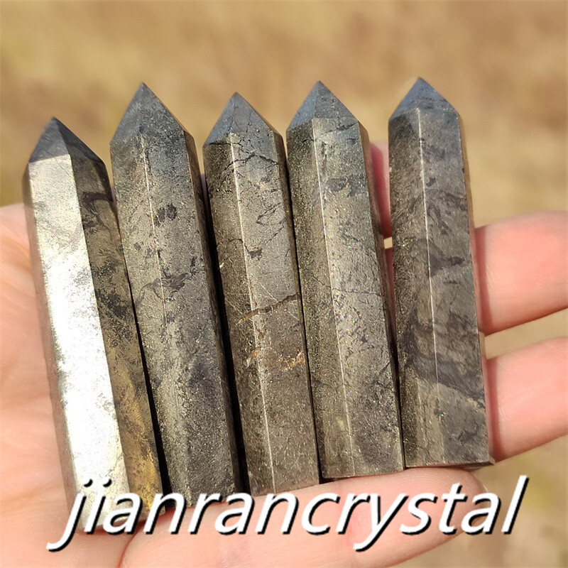 3pcs Natural Pyrite Wand Quartz Crystal Obelisk Point Tower Healing 5.5cm