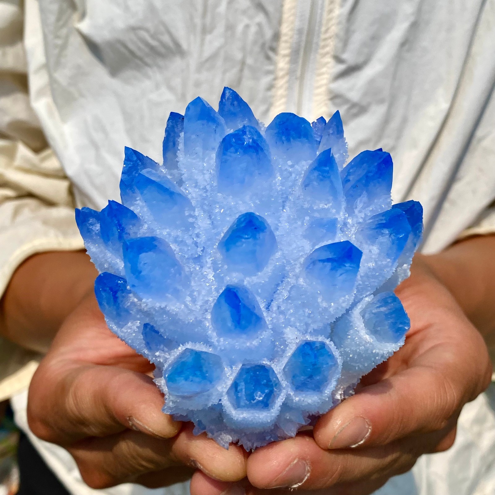 454G Newly discovered blue crystal cluster flower shaped mineral specimen