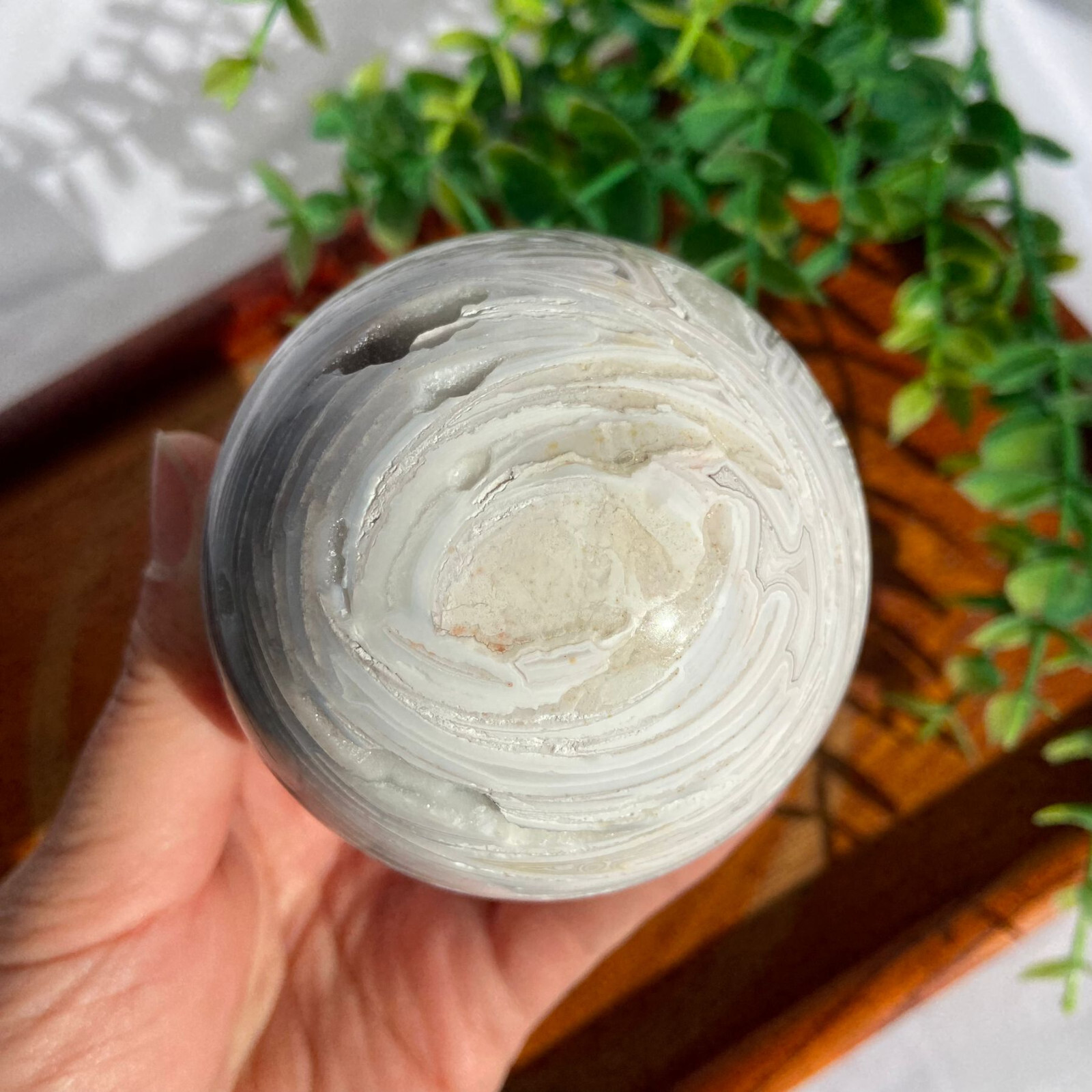 68mm Druzy Mexican Lace Agate Sphere Ball Crystal Energy Stone Modern Boho Decor