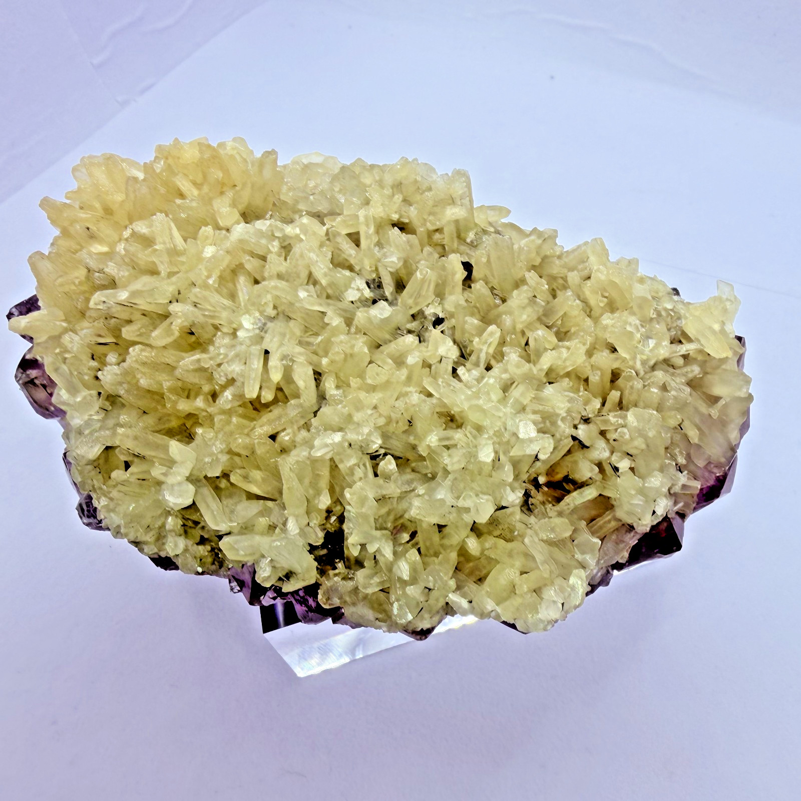 Rare Purple Amethyst Yellow Calcite Cluster Brazil 4.8″ Display