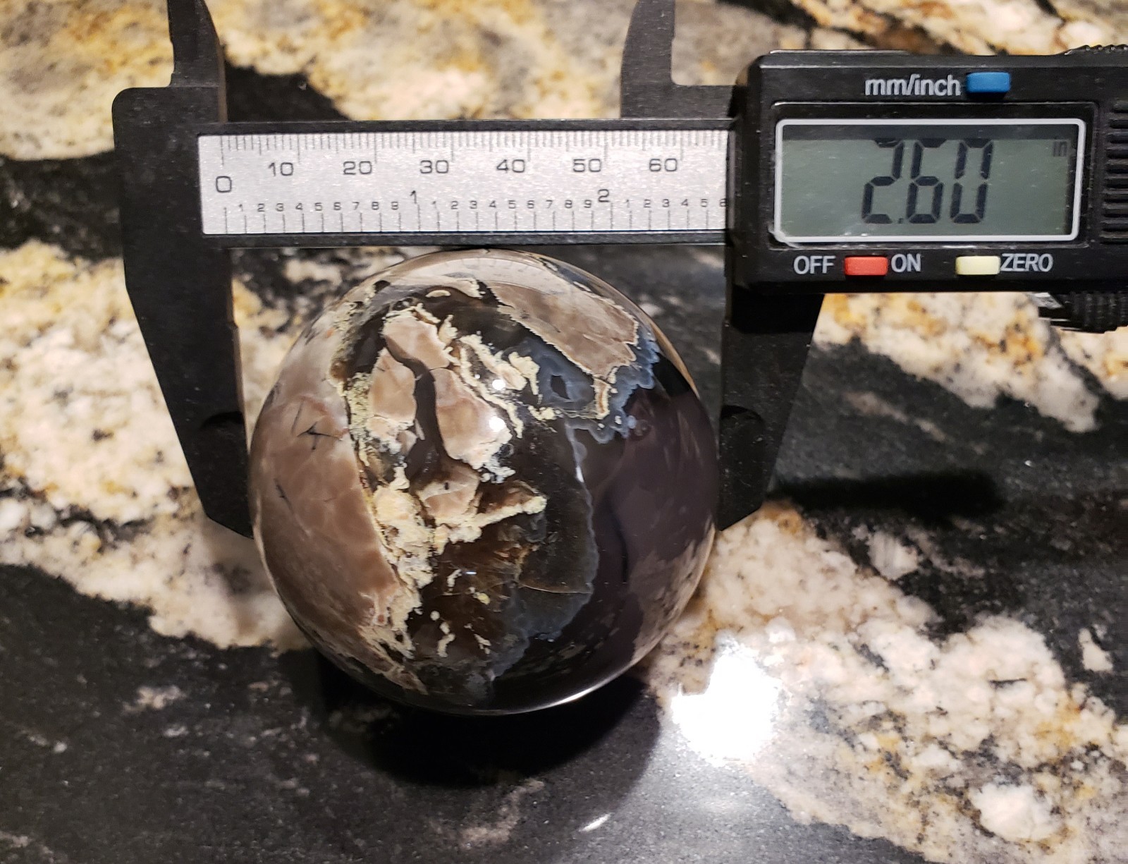 2.6″ Volcano Agate Quartz Crystal Sphere Ball Orb Stunning Green UV, 388g