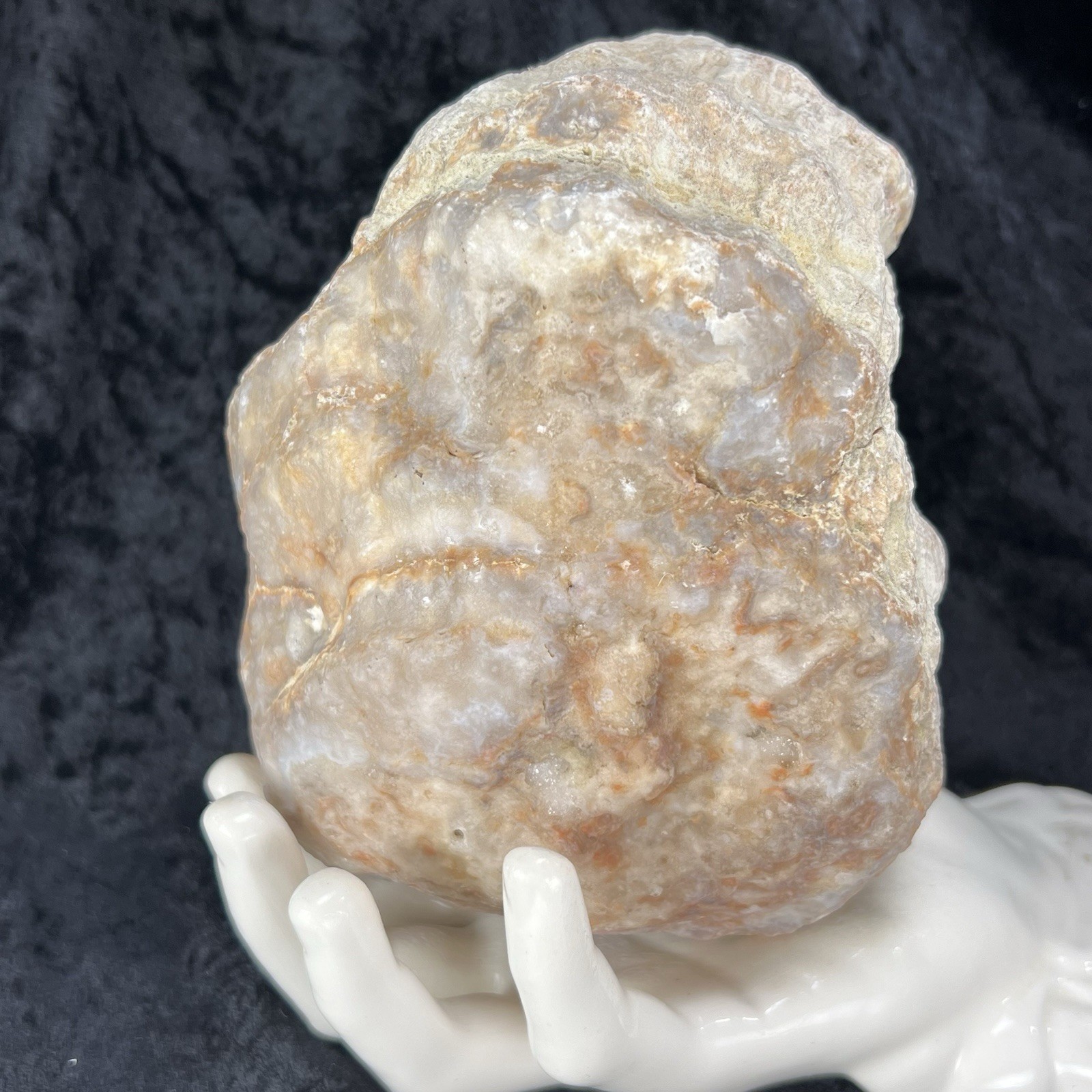 5-3/4” Large Unopened Geode Agate Uncut Quartz Crystal Slight Rattler w/Fracture