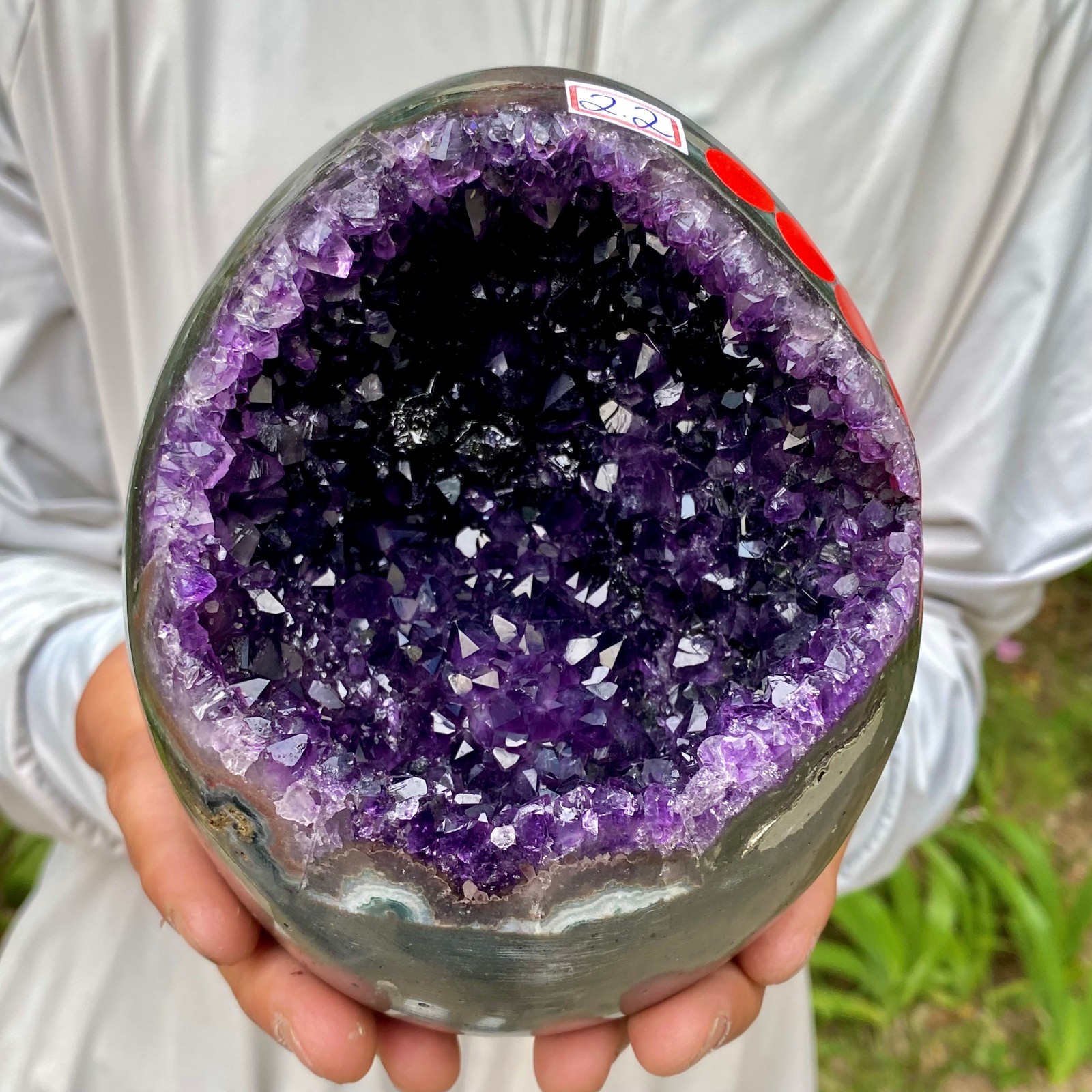 4.82LB Large Natural Amethyst geode quartz cluster crystal Egg specimen Healing