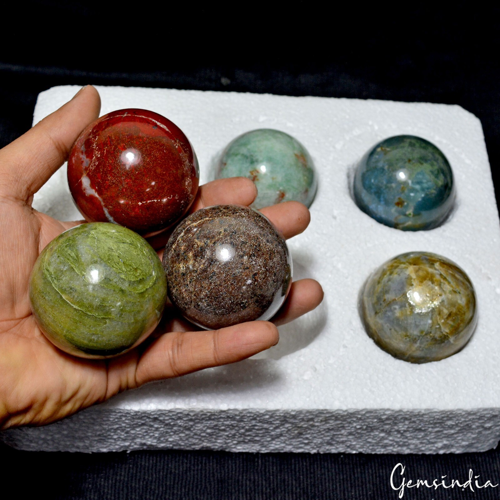 1.52 Kilo Natural Multi Gemstone Healing Crystal Mineral Gems Sphere With Stand