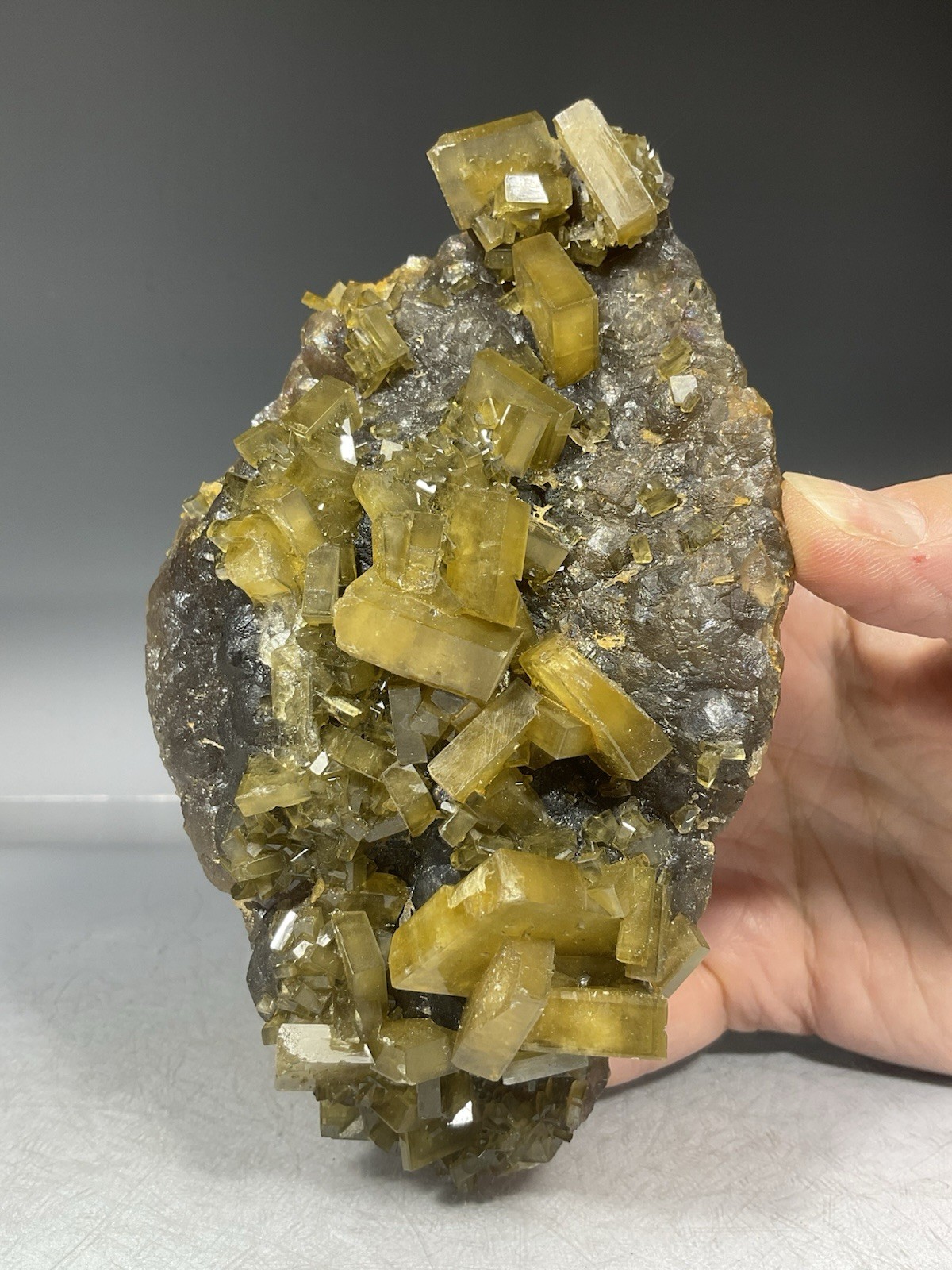 SS Rocks – Golden Barite on Fluorite (Xie Fang, Tiangxi, China) 1.42lbs