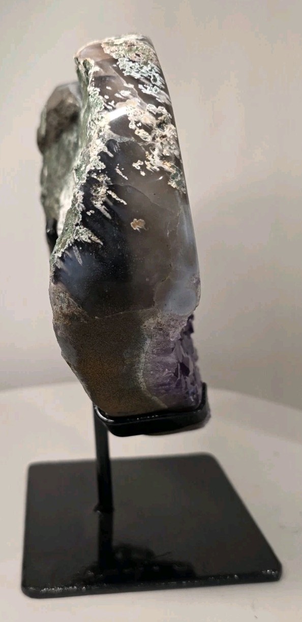 8″ 5LB 12oz Amethyst Heart Crystal Cluster Geode FREE Stand