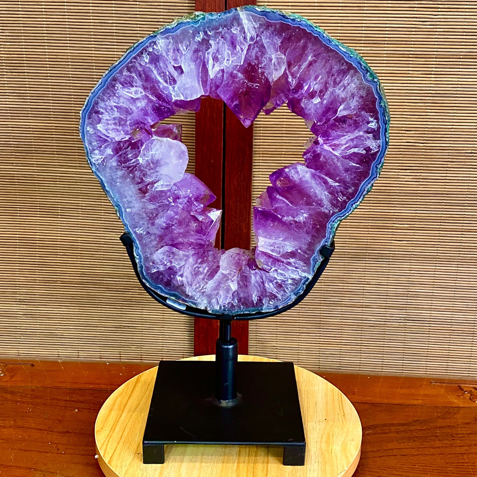 8.4LB Natural Amethyst Cave Crystal Slice Crescent shaped Hand Cut Repai