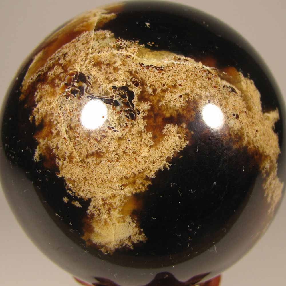 2.5″ Natural FOSSIL AMBER Polished Sphere w/ Stand – Sumatra, Indonesia – 65mm