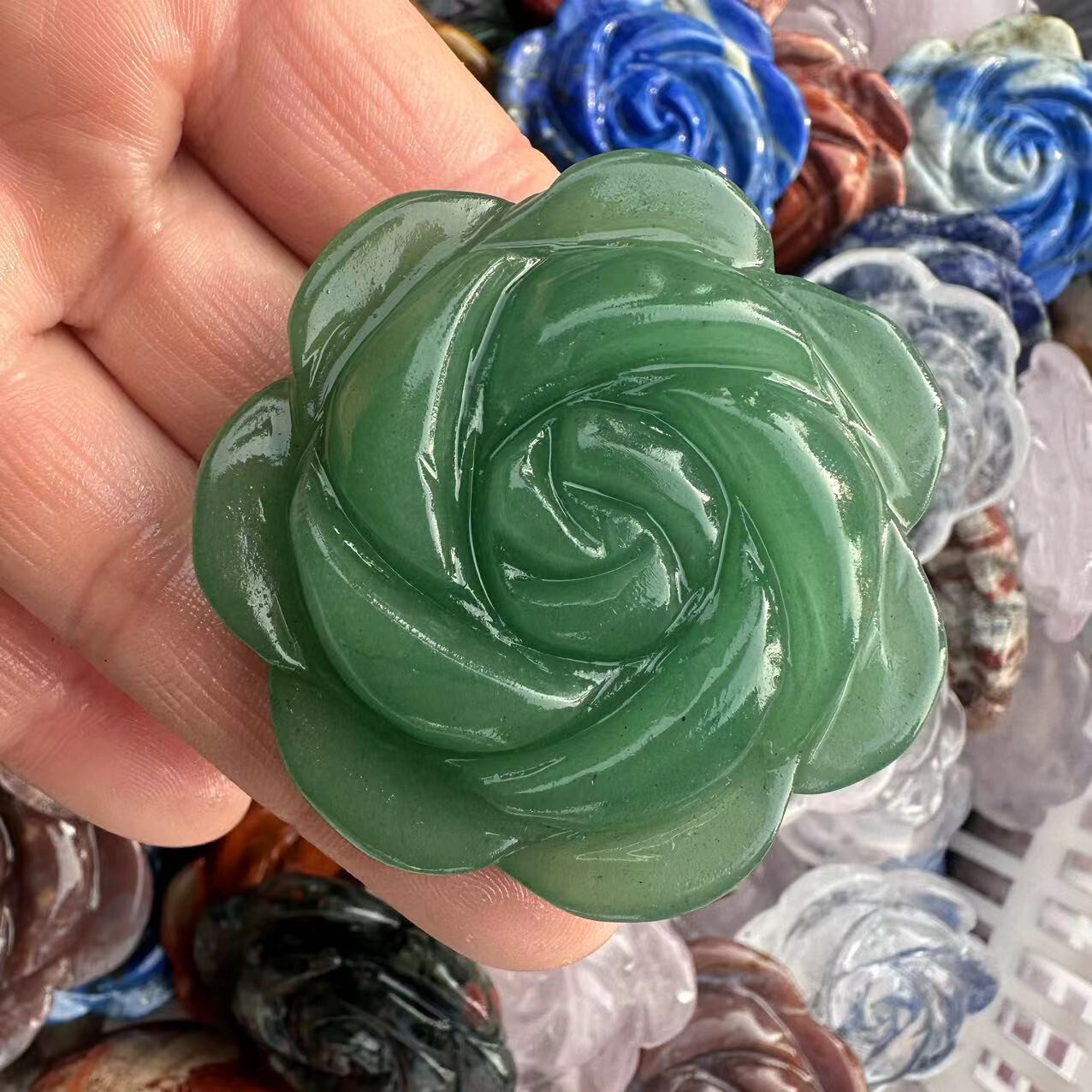 2″ Natural Mix Quartz hand Carved Crystal rose flower reiki Healing random 1pc