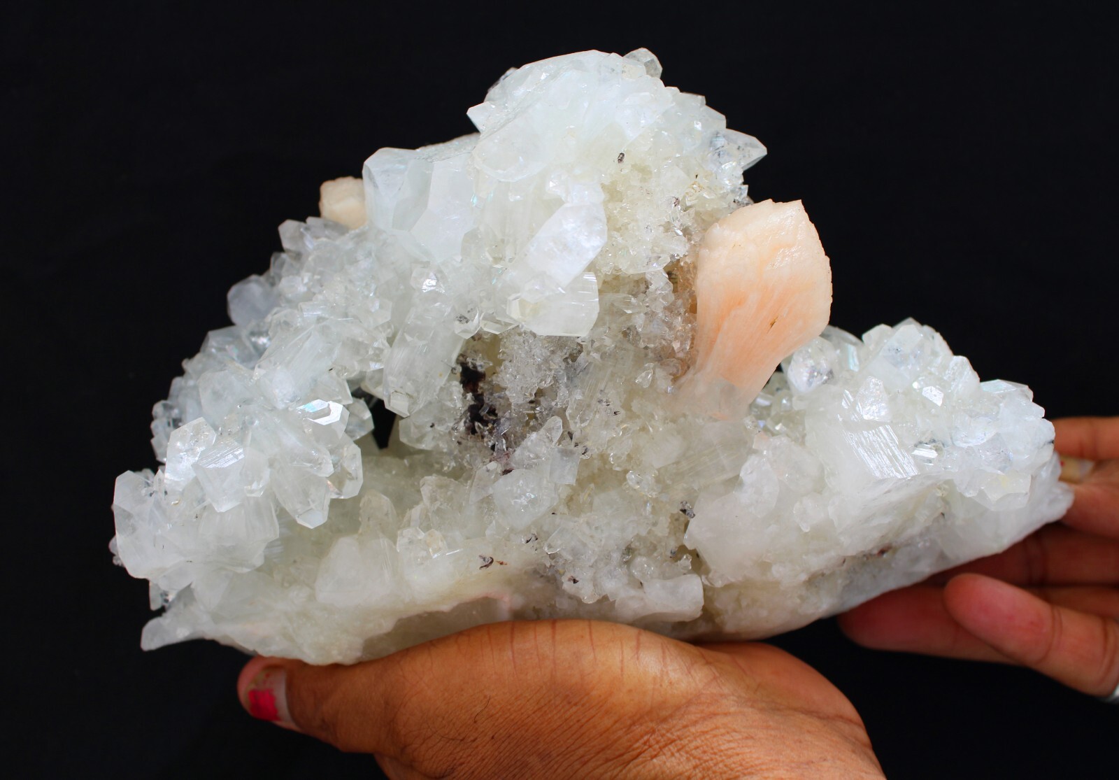 Apophyllite Crystals With Stilbite On Milky Coral Matrix Minerals Specimen