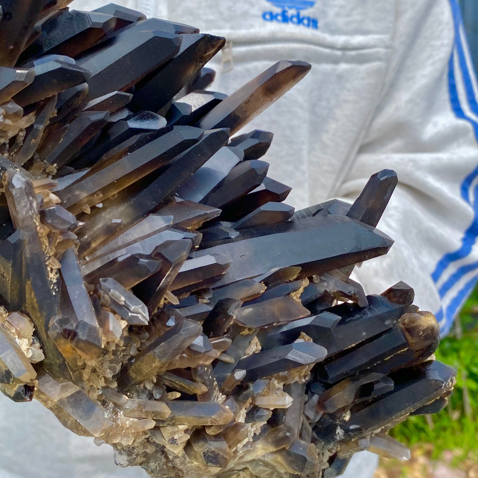 12.7LB Natural Black Smoke Color Quartz Cluster Crystal Specimens Mineral Heali