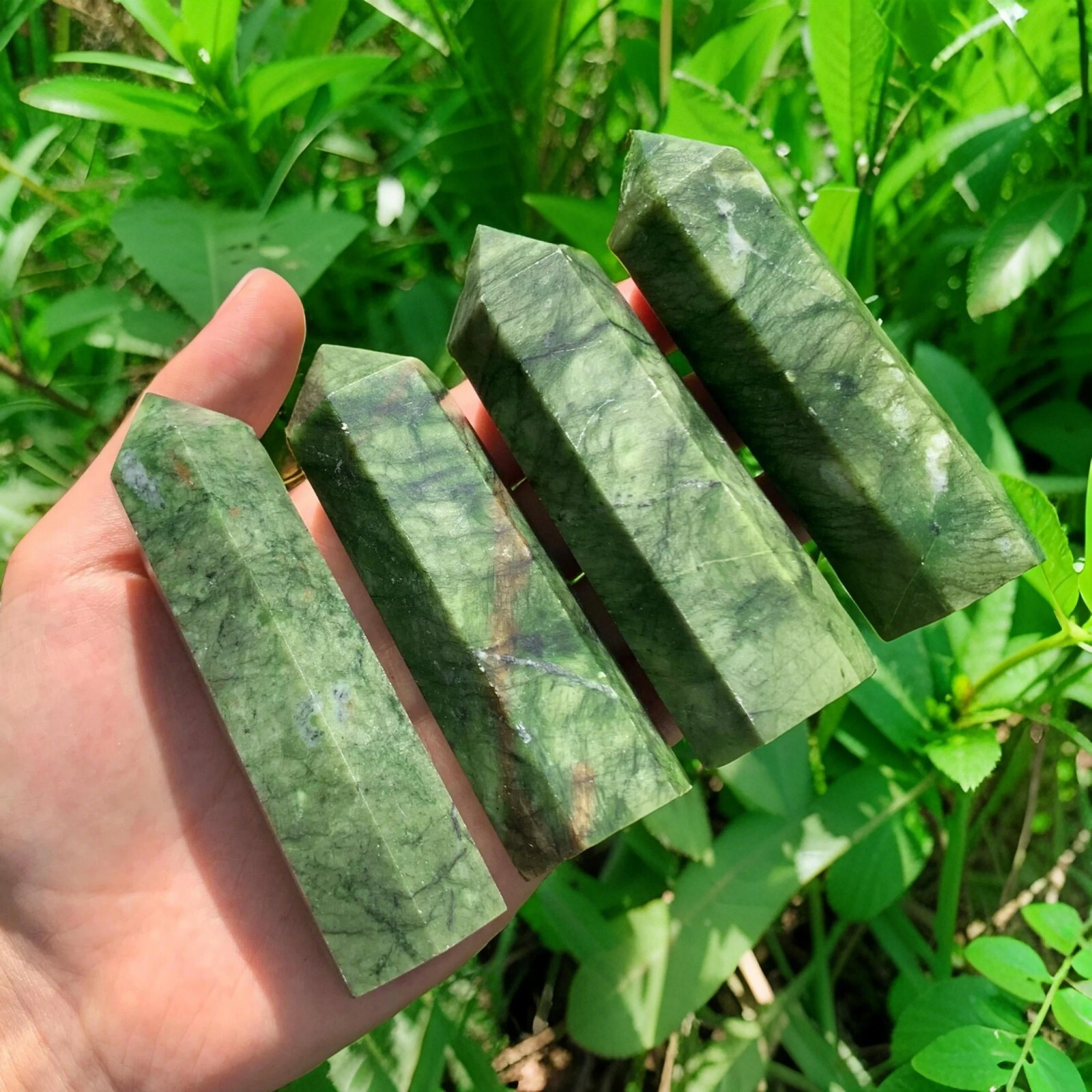 Genuine Nephrite Jade Tower Point Wand Healing Crystal Obelisk Home Decoration