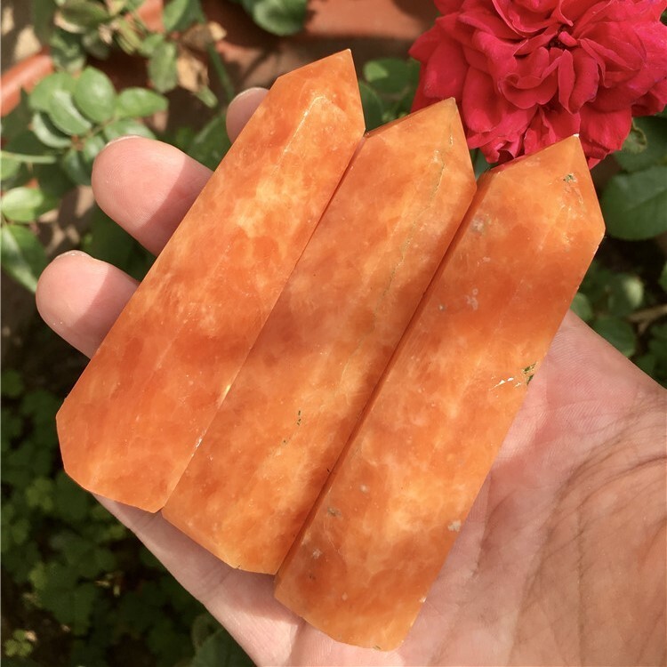 Natural Sunstone Tower Point Healing Crystal Meditation Wand Obelisk Reiki Gifts