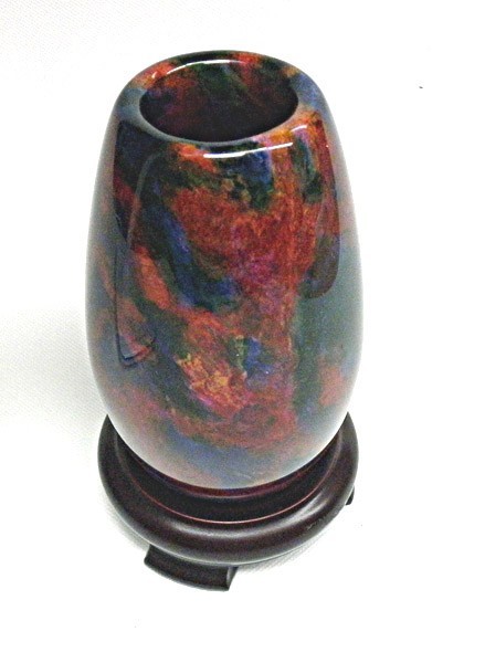Seven Colors Jade Vase with Wooden Base Natural Stone Polished 3″ x 5″