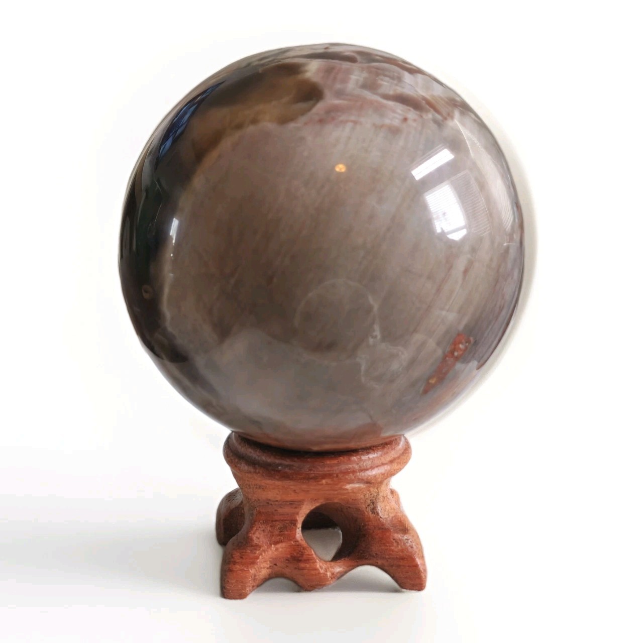 Natural Polished Petrified Wood Decorative Sphere 2.75″ w Stand – USA